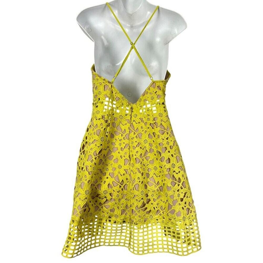 Lovers + Friends Bellini Yellow Lace Crochet Whimsigoth Fairy Dress Stretch M - Picture 3 of 16